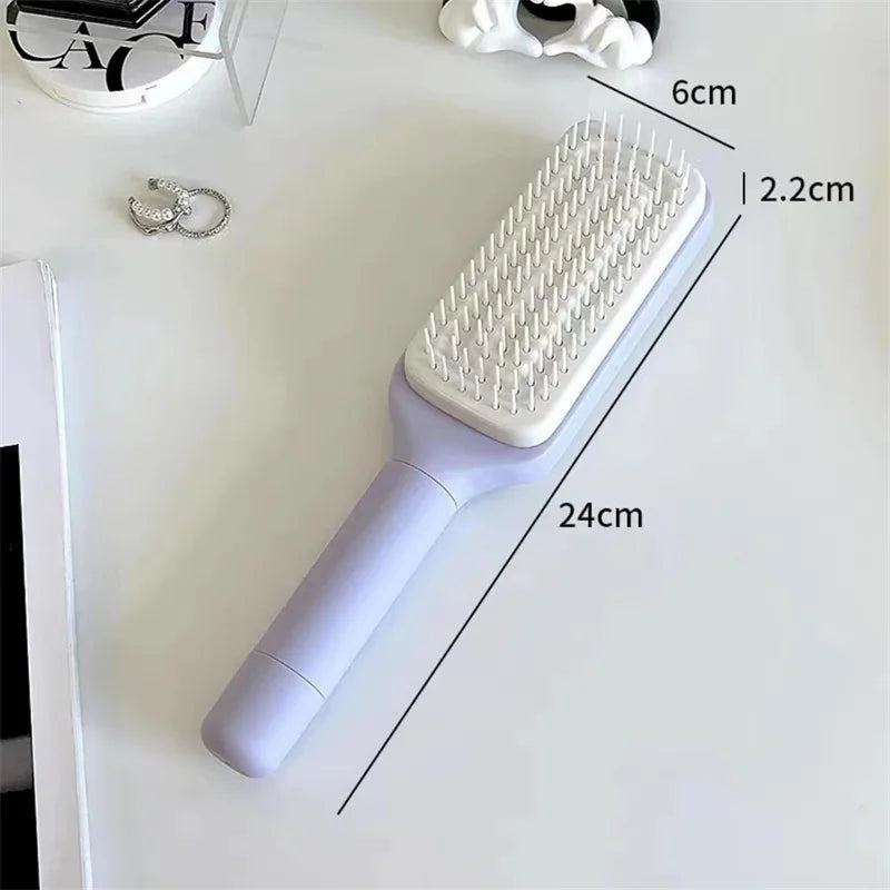 Magic Self-Cleaning Hair Brush - Removes Hair in One Click ~ Anti-Frizz & Scalp Massage.