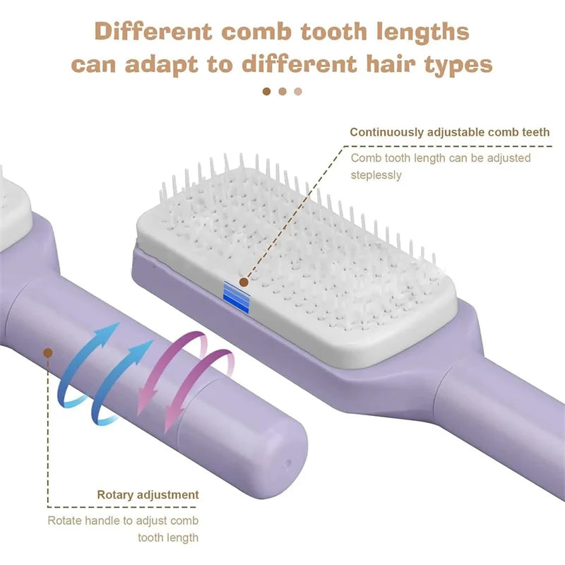 Magic Self-Cleaning Hair Brush - Removes Hair in One Click ~ Anti-Frizz & Scalp Massage.