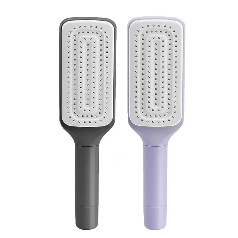 Magic Self-Cleaning Hair Brush - Removes Hair in One Click ~ Anti-Frizz & Scalp Massage.